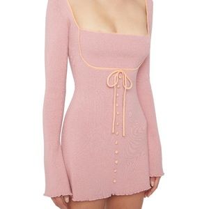 Danielle Guizio pink knit long sleeve mini dress size S NWOT